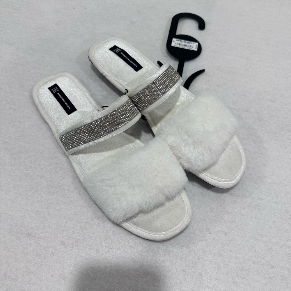 Women’s White Bling Slipper Slides